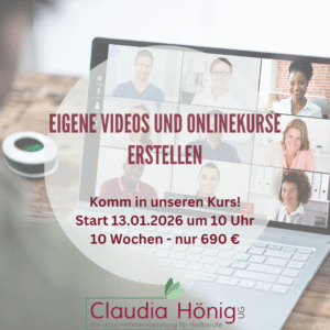 Begleitende Videos und Onlinekurse erstellen. Start am 13.01.2026
