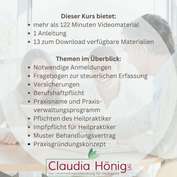 Praxisgründung für Heilpraktiker/Heilpraktiker Psychotherapie  - Onlinekurs – Bild 2