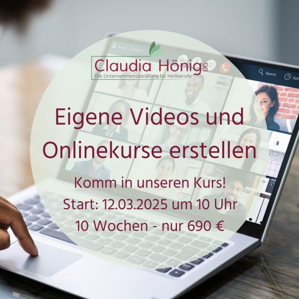 Begleitende Videos und Onlinekurse erstellen. Start am 12. März 2025